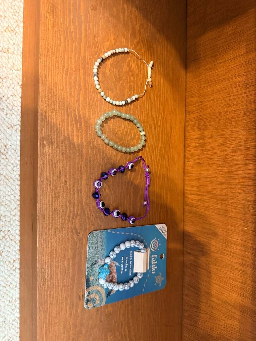 Fahlo Sea Turtle Tracking Bracelet with Three Additional Bead Bracelets
